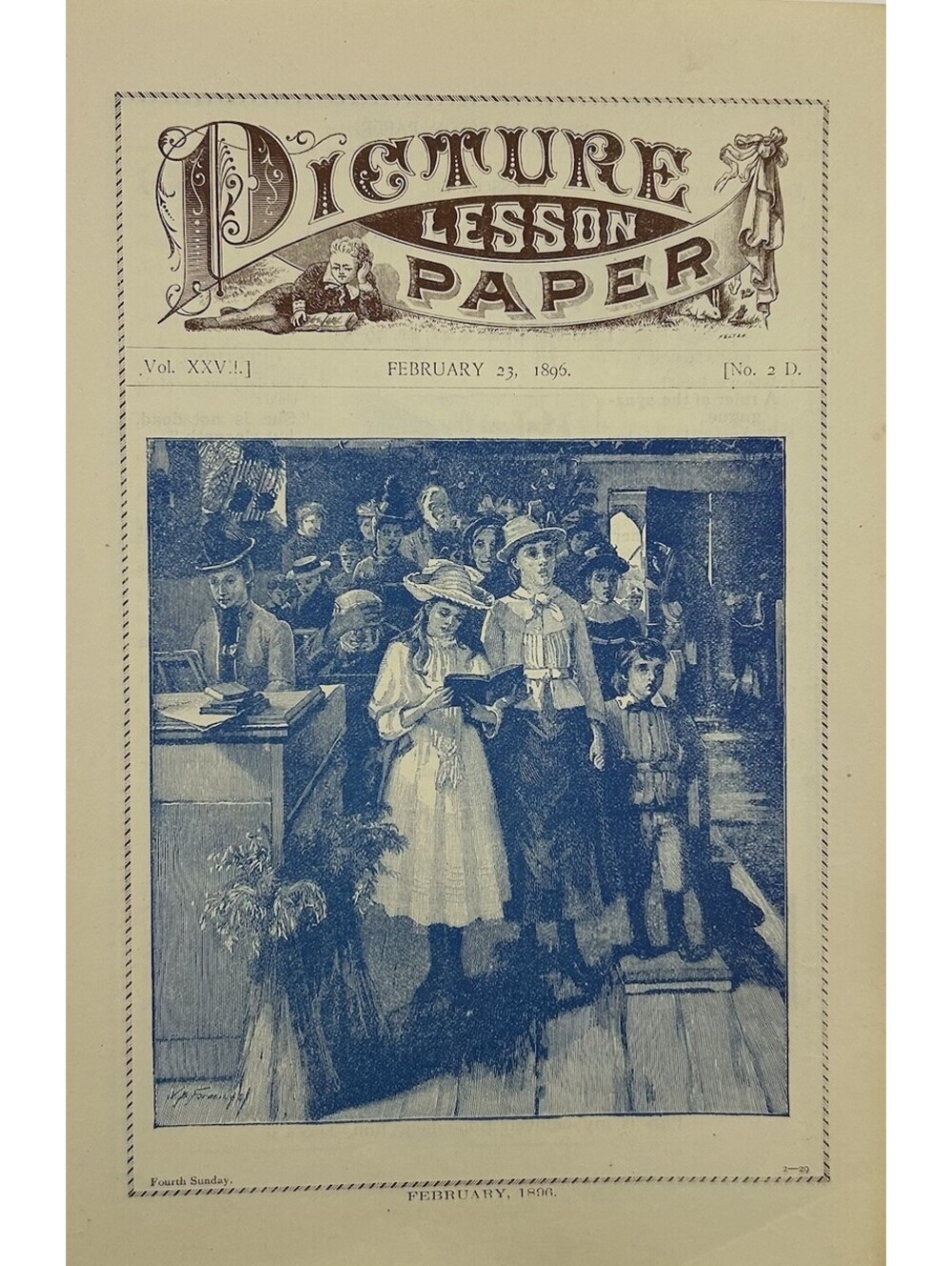Vintage 1896 Picture Lesson Paper Sunday School Antique Religious Ephemera   C34